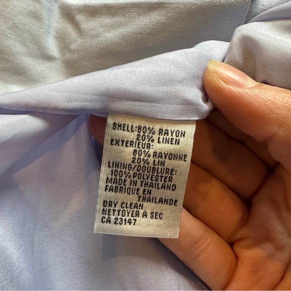 NWT TALBOTS Women’s Vintage Rayon Linen Short Sleeve Button Down Blazer in Blue - Picture 4 of 8